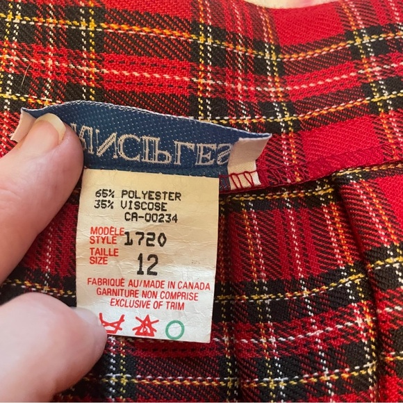 Vintage Principles Red Plaid Pleated Skirt-Vintage size 12-Flap over style. - Picture 7 of 9